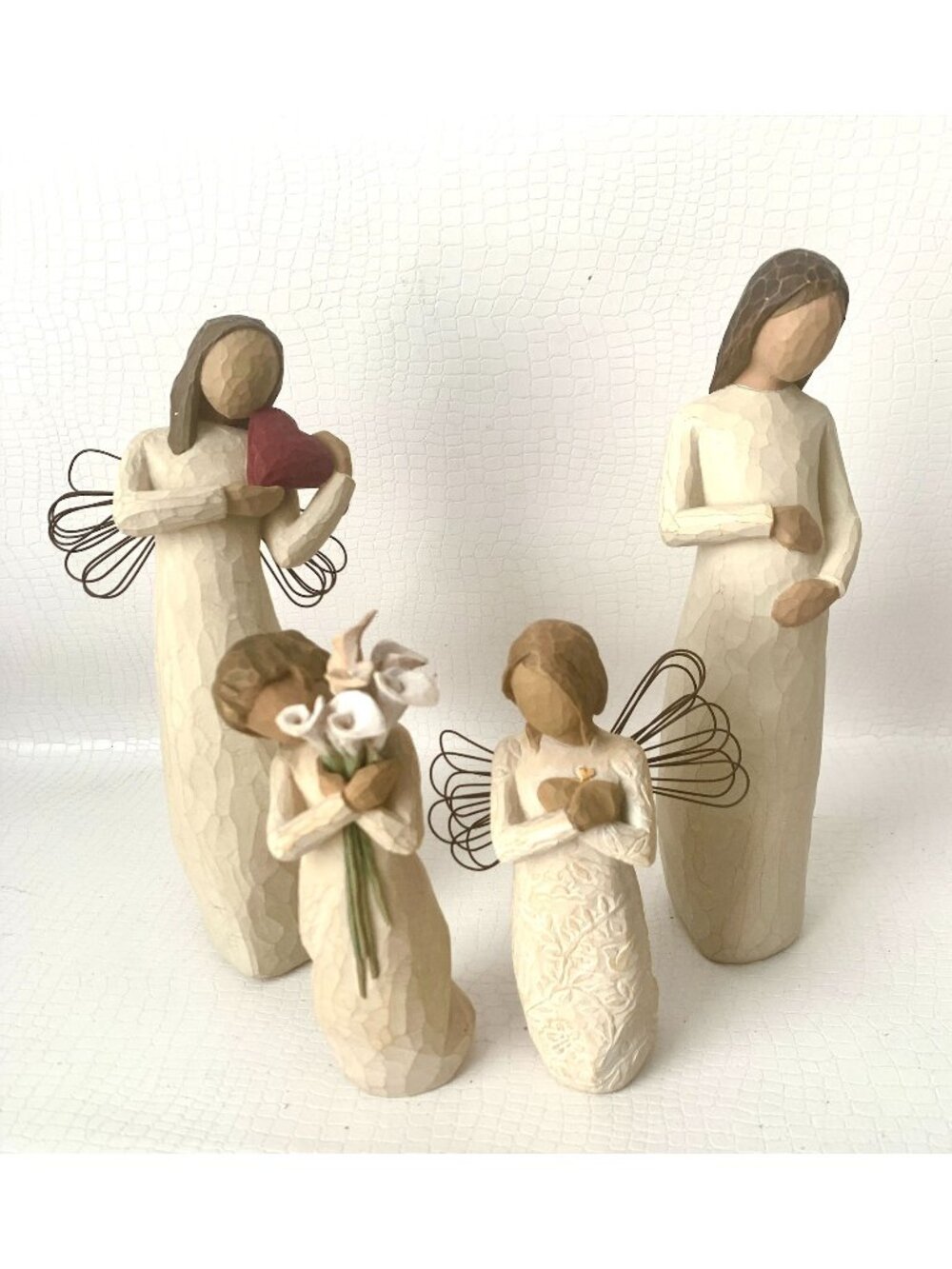 4 Willow Tree Figurines Expecting Baby & 3 Angels Sculpted Hand-Painted Figure